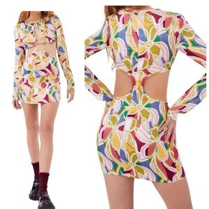 Sexy Cut-Out Summer Dress Love and Lemons®️Thora Long Sleeve Mini Dress-Large